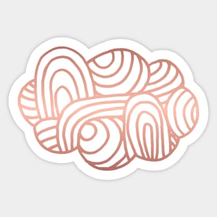 Cloud Line Drawing in Rose Gold - Bronze Cloud Design Sticker